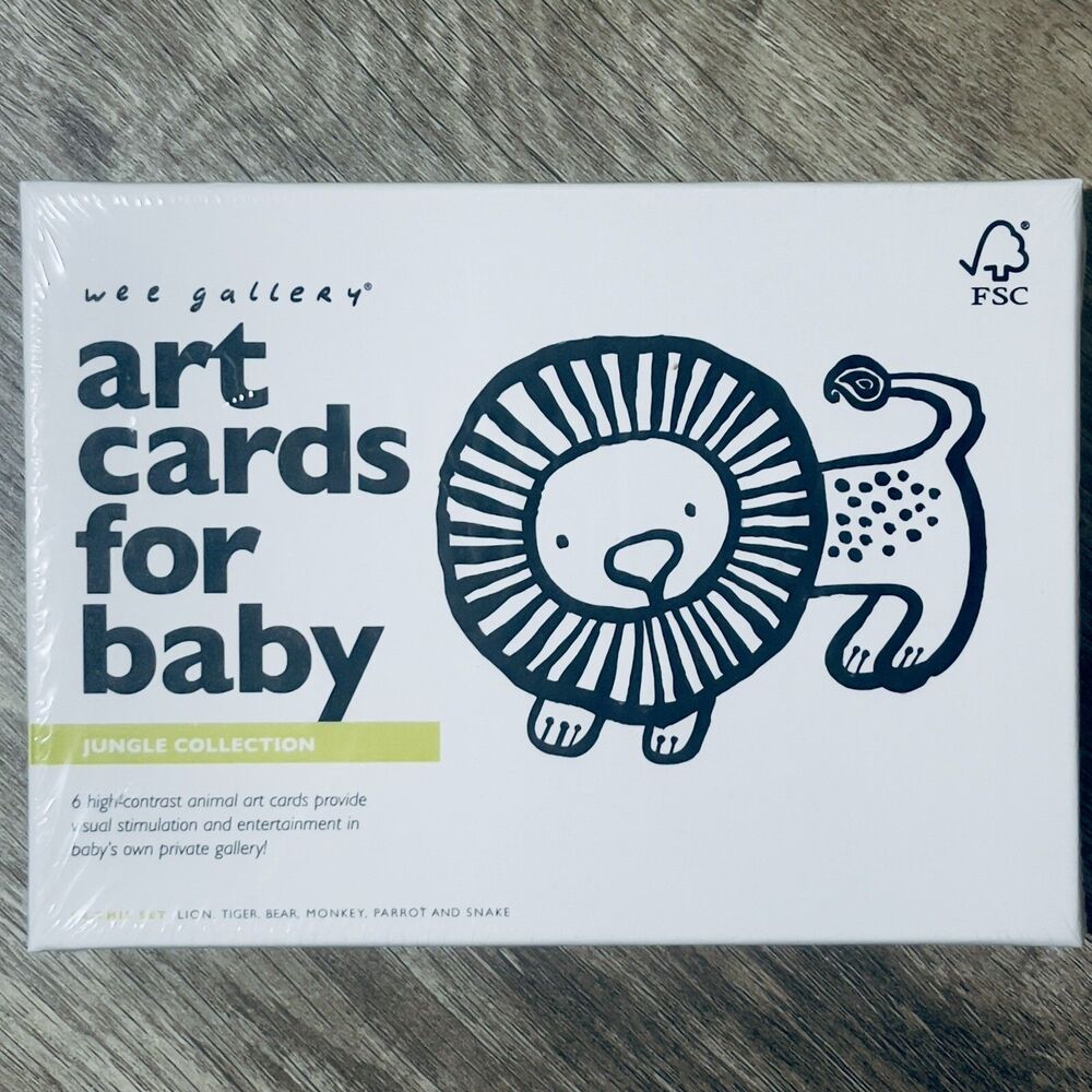 New Wee Gallery Black & White Art Cards For Baby Jungle Collection High Contrast